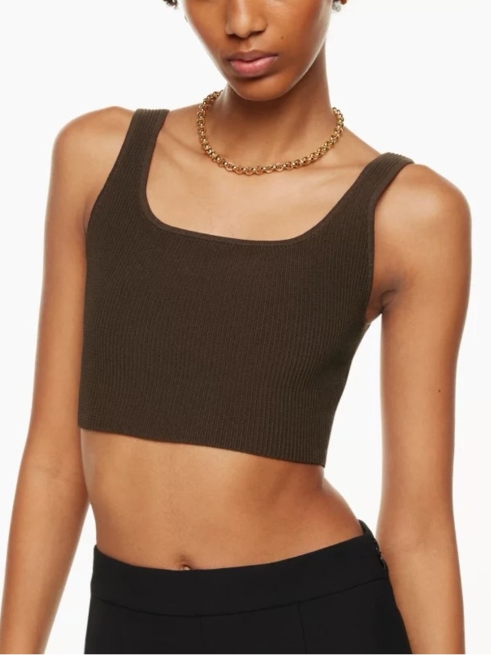 Aritzia Babaton Sculpt Knit Square-Neck Cropped Tank